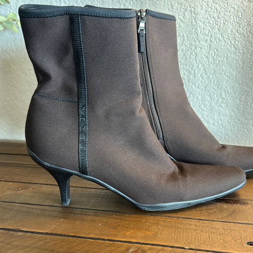 Prada Brown Kitten Heel Ankle Boots